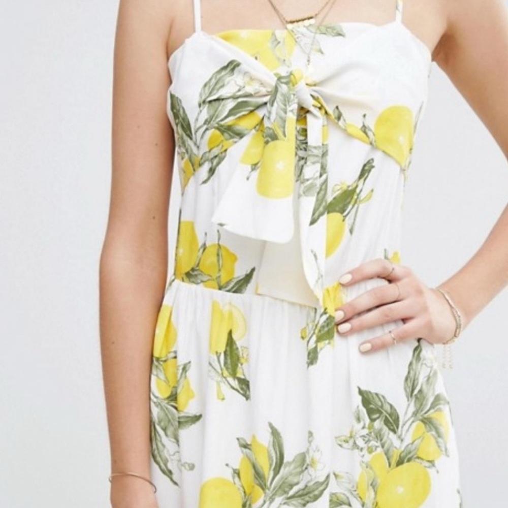 Moon River Asymmetrical A-line Yellow Green Sundress - Picture 2 of 6